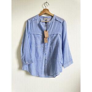 Phase Eight women's Jayde Cotton 3/4 Sleeve Button Shirt Blue Size 8US 12UK